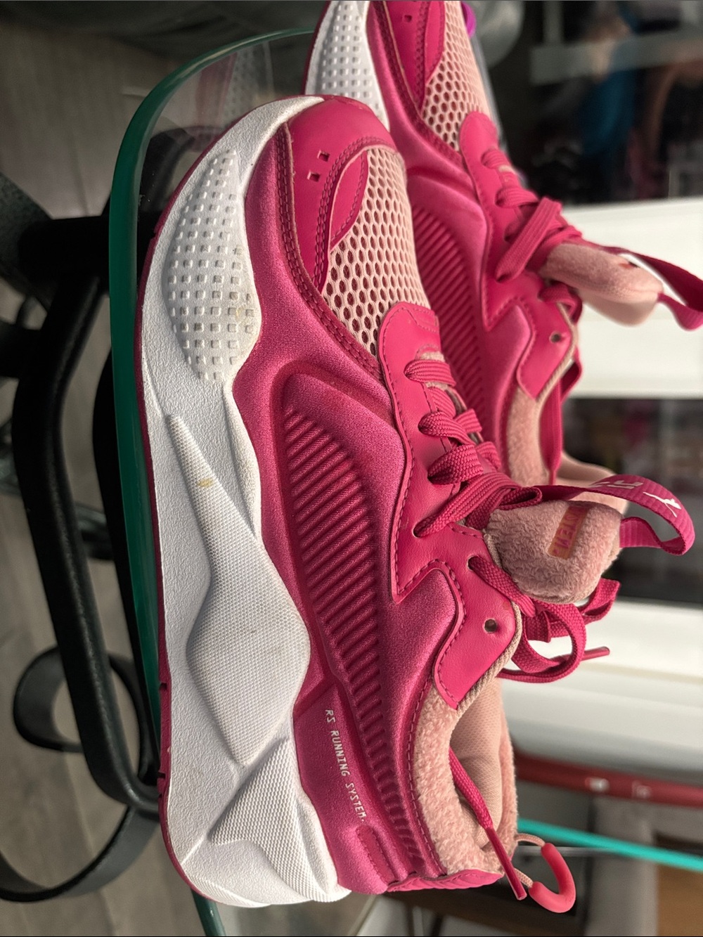 Puma Women's Hot Pink Mesh Lace-Up Athletic Sneakers
